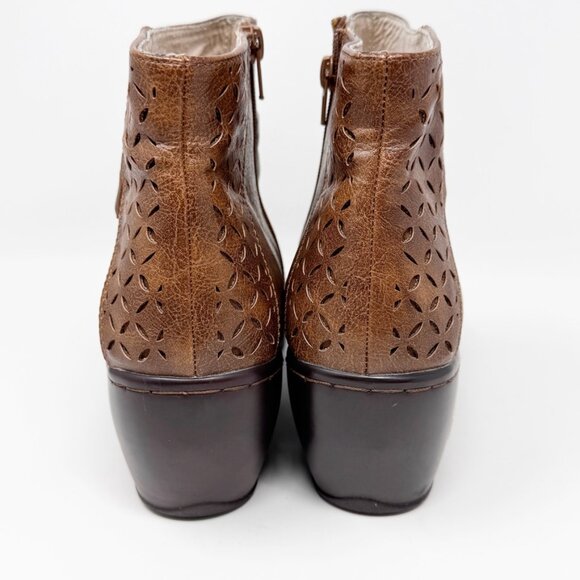 JBU Jambo Design Womens Brown Vegan Leather Laser Cut Side Zip Bootie   Size 11 - Picture 6 of 12